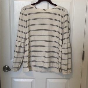 Cream and Black Striped Loft Blouse